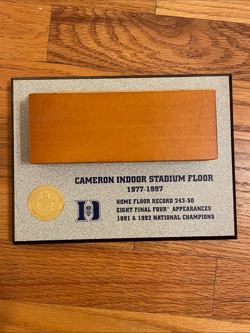 Cameron Indoor Stadium Floor Plaque with Wood Swatch